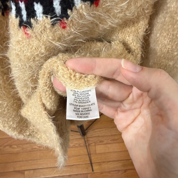 Altar'd State Tan Sweater with Red and Black Accents - Picture 3 of 4